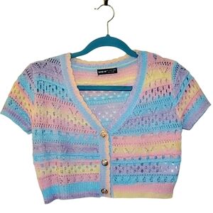 Shein Pastel Crochet Sweater, med/Lg